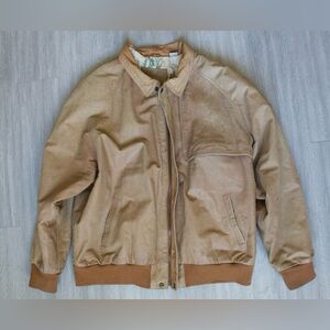 Vintage Marlboro Adventure Team Jacket XL Gun Flap Brown Leather Bomber Map 90s